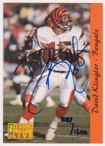Signed - David Klingler 1993 Pro Line Certified Autographed Insert Card #1087/1200