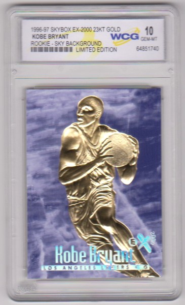 Rookie Graded Gem Mint 10 - Kobe Bryant 1996-97 Skybox EX-2000 Sky Background 23 Kt Gold Card
