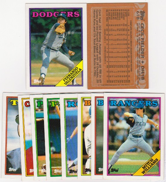 ERROR LOT - 10 Assorted 1988 Topps Baseball Wrong Back Errors w/ Fernando Valenzuela + More