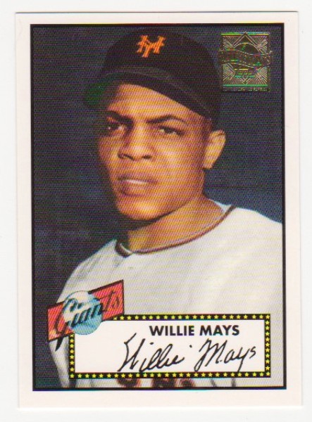 Willie Mays 1952 Topps #261 Commemorative Card - 1997 Topps #2 Insert Card
