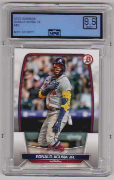 Graded MPE Mint+ 9.5 - Ronald Acuna Jr. 2023 Bowman #92 Card