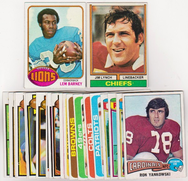 24 Different 1970's Topps Football Cards (1974-1979) w/ Lem Barney + More