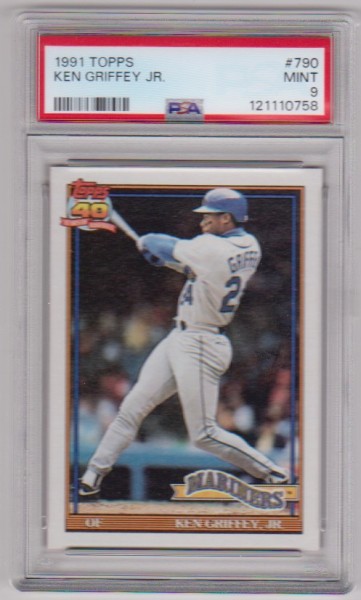 Graded PSA Mint 9 - Ken Griffey, Jr. 1991 Topps #790 Card