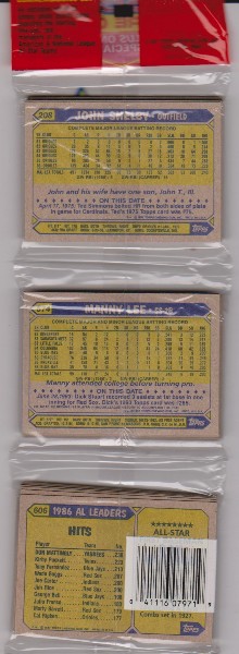 1987 Topps Baseball 49 Card Rack Pack w/ Don Mattingly On Back