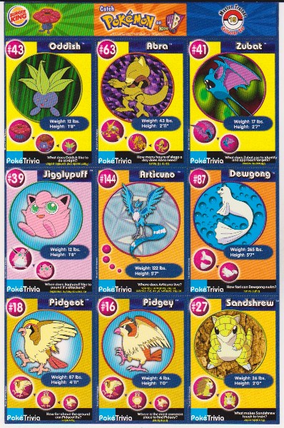 1999 Pokemon Master Trainer Collector Set Uncut 9 Card Uncut #19 Sheet