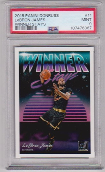 Graded PSA Mint 9 - Lebron James 2018-19 Donruss Winner Stays #11 Card
