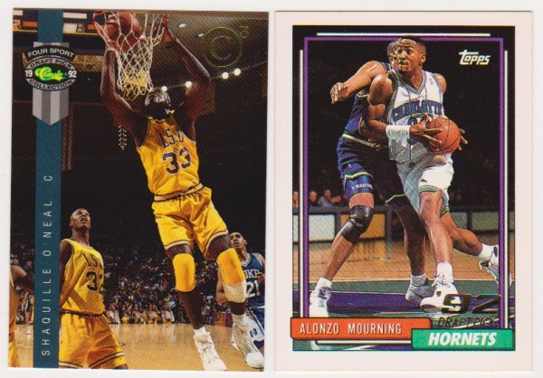 Rookies - Shaquille O'Neal 1992 Classic 4-Sport C3 #PR1 Promo + Alonzo Mourning 1992-93 Topps #393 Cards