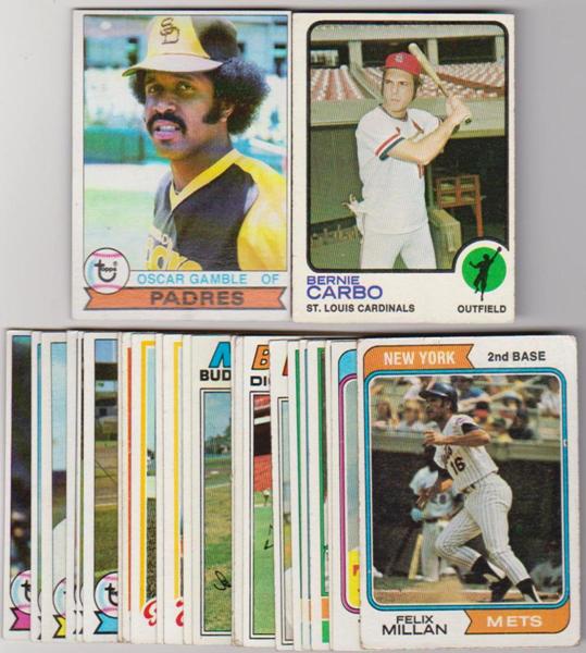 25 Different 1970's Topps Baseball Cards (1973-1979) w/ Oscar Gamble + More
