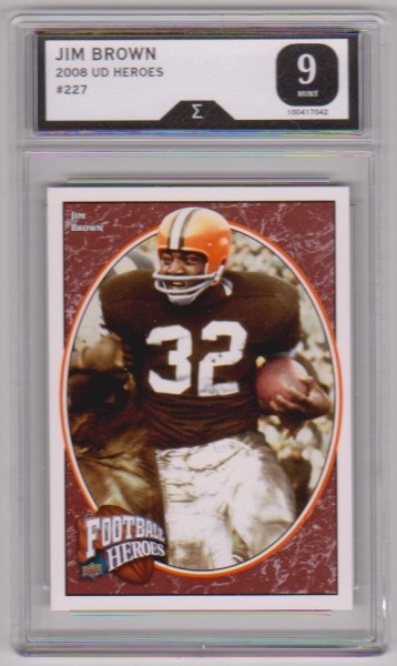 Graded Sigma Mint 9 - Jim Brown 2008 Upper Deck Football Heroes #227 Card