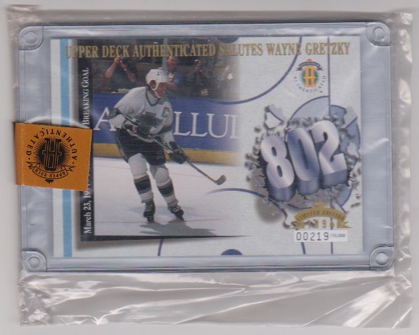 WAYNE GRETZKY - 1994 Upper Deck 802 Goal 3.5x5 Inch C-Card - #'ed/10,000