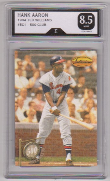 Graded Sigma Mint 8.5 - Hank Aaron 1994 Ted Williams Company 500 Home Run Club #5C1 Insert Card