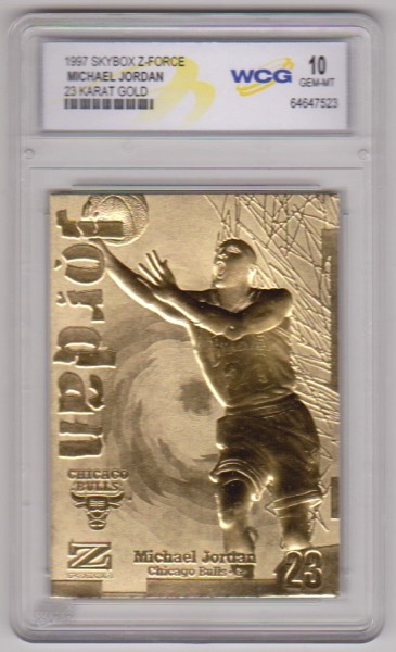 Graded Gem Mint 10 - Michael Jordan 1997 Skybox Z-Force 23 Kt Gold Card