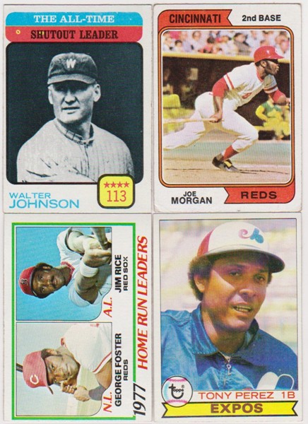 4 Different 1970's Topps Baseball Star/Hall Of Famer Cards w/ Walter Johnson + More