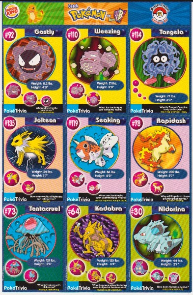 1999 Pokemon Master Trainer Collector Set Uncut 9 Card Uncut #11 Sheet