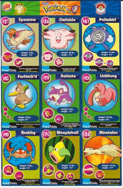 1999 Pokemon Master Trainer Collector Set Uncut 9 Card Sheet #9 w/ Poliwhirl + More