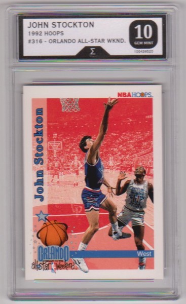 Graded Sigma Gem Mint 10 - John Stockton 1992-93 Hoops #316 Card