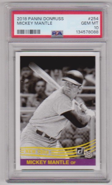 Graded PSA Gem Mint 10 - Mickey Mantle 2018 Donruss #254 Card