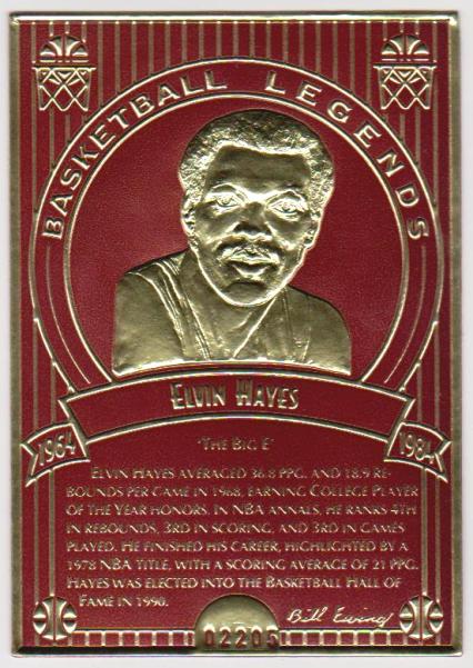 1993 Legendary Foils Elvin Hayes Sculpted Card With COA 
