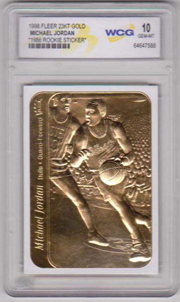 Graded Gem Mint 10 - Michael Jordan 1998 Fleer '86 Rookie Sticker 23 Kt Gold Card