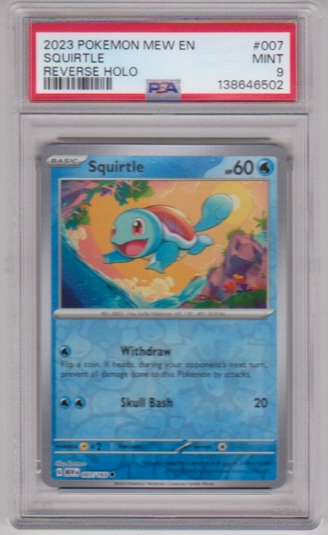 Graded PSA Mint 9 - Squirtle 2023 Pokemon Mew EN Reverse Holo #007/165 Card