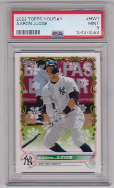Graded PSA Mint 9 - Aaron Judge 2022 Topps Holiday #HW1 Card
