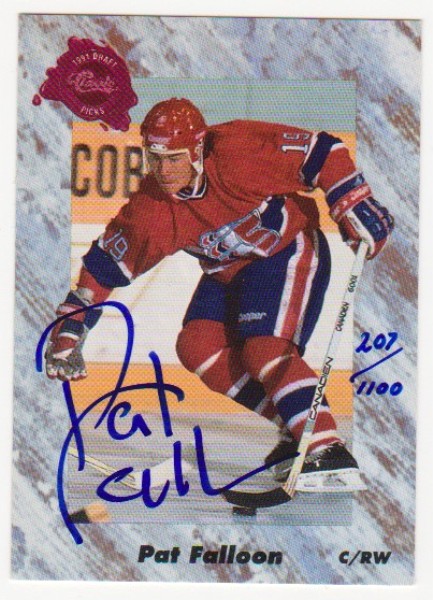 Signed - Pat Falloon 1991 Classic Draft Picks Certified Autographed Rookie Card #207/1100