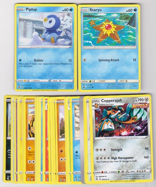 25 Different Pokemon Trading Cards w/ Piplup + More
