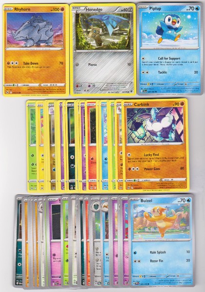 50 Different Pokemon Trading Cards w/ Piplup + More