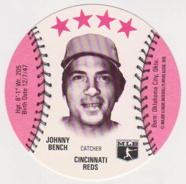 1976 Isaly's Disc Johnny Bench Card High Grade Property Room