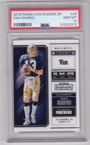 Graded PSA Gem Mint 10 - Dan Marino 2018 Panini Contenders Draft Picks #26 Card