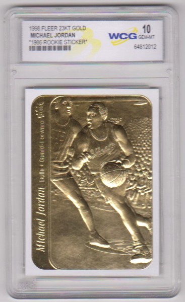 Graded Gem Mint 10 - Michael Jordan 1998 Fleer '86 Rookie Sticker 23 Kt Gold Card