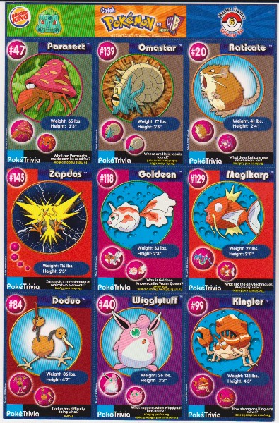 1999 Pokemon Master Trainer Collector Set 9 Card Uncut Sheet #6