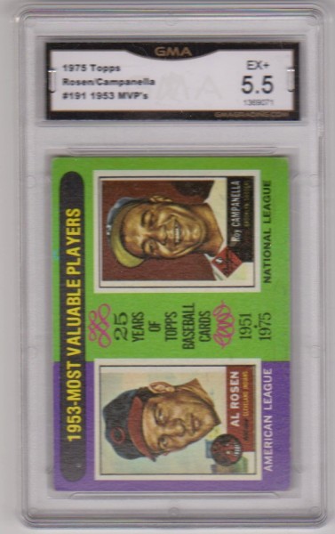 Graded EX+ 5.5 -  Al Rosen/Roy Campanella 1975 Topps '53 MVPs #191 Card