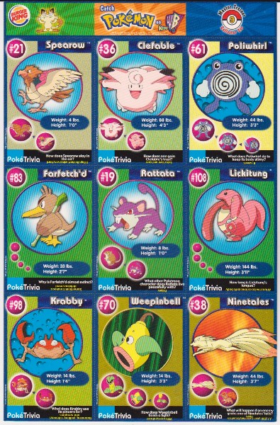 1999 Pokemon Master Trainer Collector Set Uncut 9 Card Sheet #9 w/ Poliwhirl + More