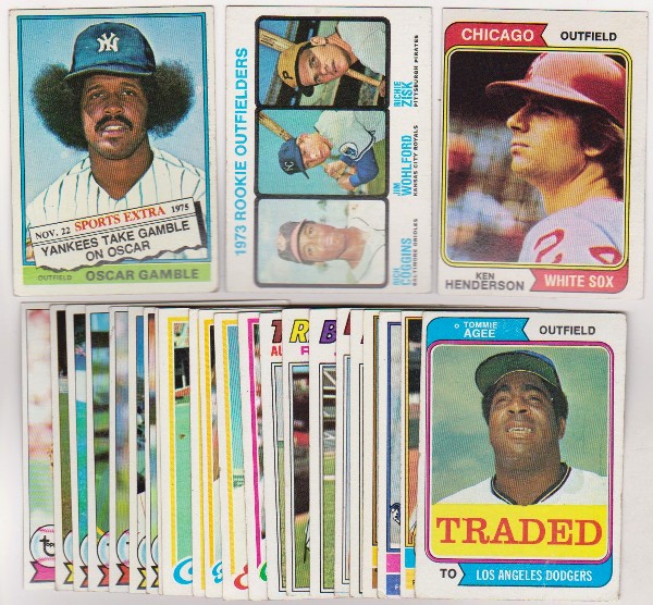 25 Different 1970's Topps Baseball Cards (1973-1979) w/ Oscar Gamble + More