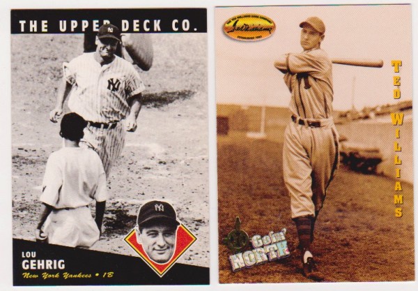 Lou Gehrig + Ted Williams Baseball Card Pair