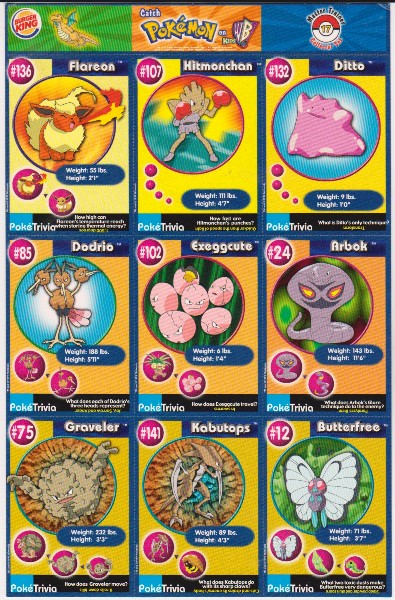 1999 Pokemon Master Trainer Collector Set Uncut 9 Card Uncut #17 Sheet