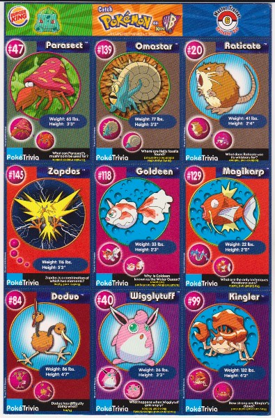 1999 Pokemon Master Trainer Collector Set 9 Card Uncut Sheet #6