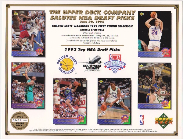 1993 Upper Deck 8.5x11 NBA Draft Sheet w/ Shaquille O'Neal Rookie +++
