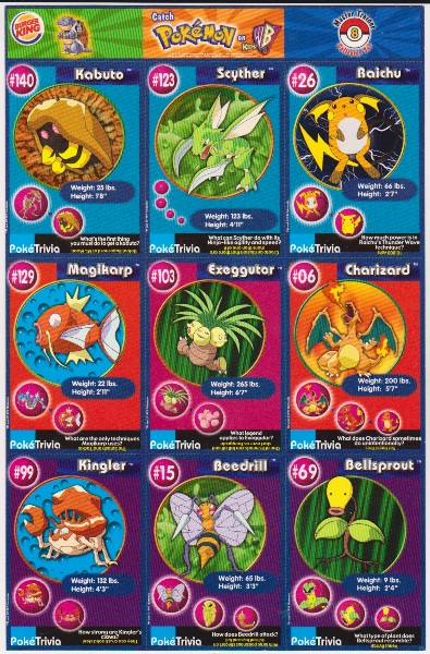 1999 Pokemon Master Trainer Collector Set Uncut 9 Card Sheet #8 w/ Charizard + More