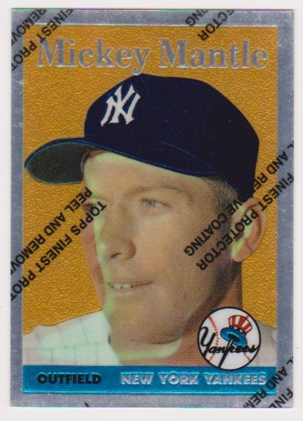 Mickey Mantle 1958 Topps Finest #150 Commemorative Card - 1996 Topps #8 of 19 Insert Card
