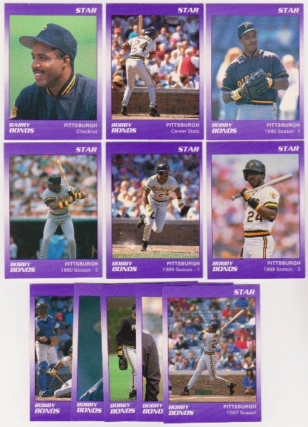 Wrong Name Error Set - BARRY BONDS 1990 Star Purple 11 card ERROR Set
