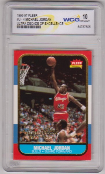 Graded Gem Mint 10 - Michael Jordan 1996-97 Fleer Ultra Decade Of Excellence #U-4 Insert Card