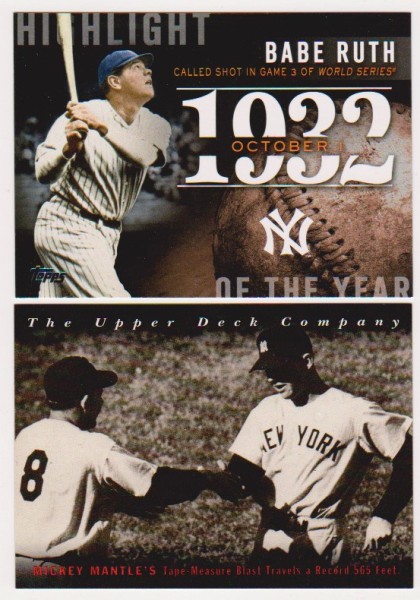 Babe Ruth + Mickey Mantle Baseball Card Pair