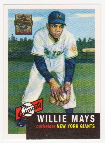 Willie Mays 1953 Topps #244 Commemorative Card - 1997 Topps #3 Insert Card
