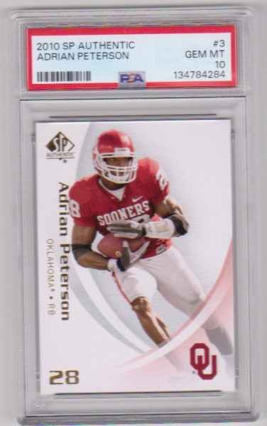 Graded PSA Gem Mint 10 - Adrian Peterson 2010 SP Authentic #3 Card