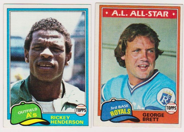 1981 Topps Rickey Henderson #261 + George Brett #700 Card Pair