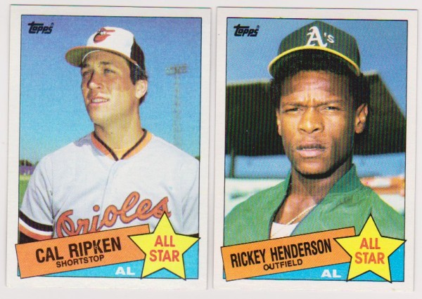 1985 Topps Cal Ripken #704 + Rickey Henderson #706 Card Pair