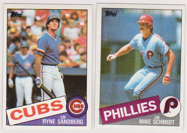  1985 Topps Ryne Sandberg #460 + Mike Schmidt #500 Card Pair
