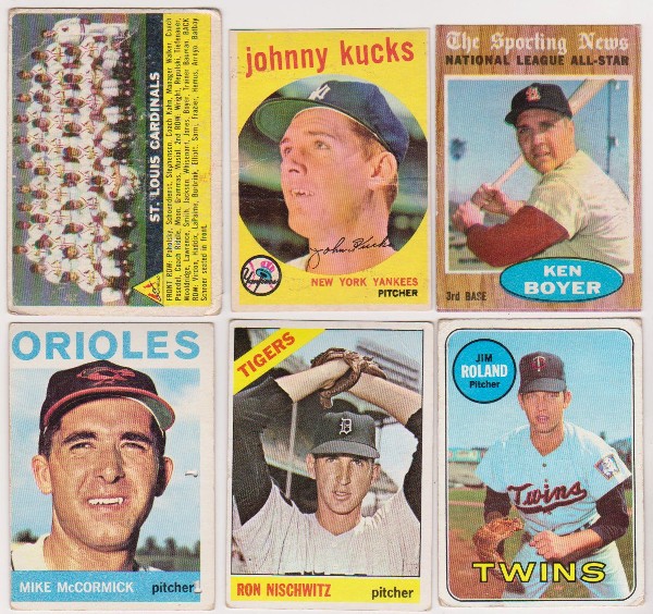 6 Different 1950's/1960's Topps Baseball Cards w/ Ken Boyer + More